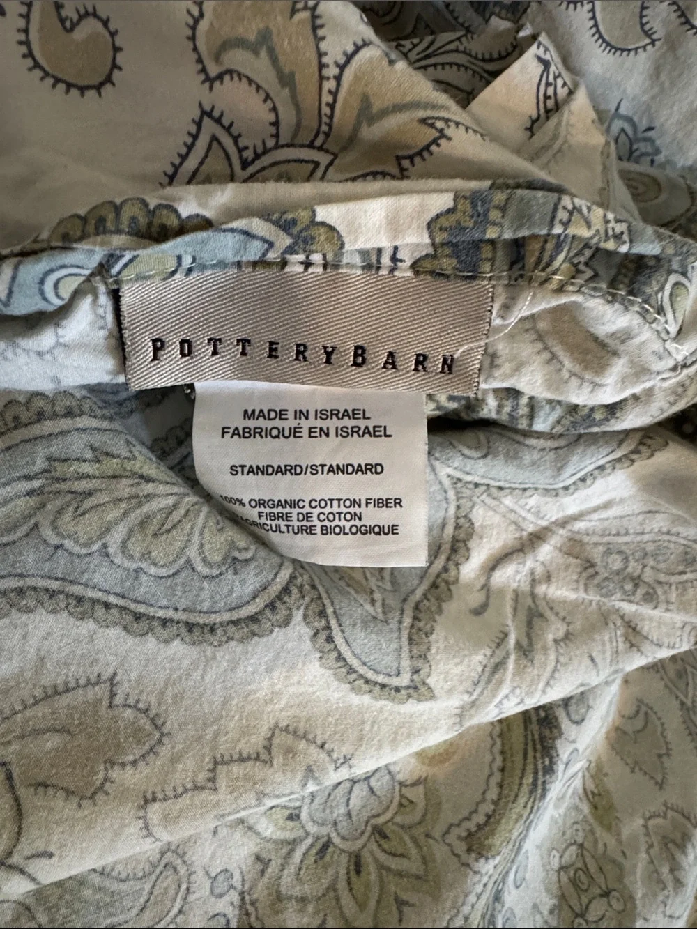 Pottery Barn Charlie Paisley Duvet Cover w Shams Cream, Sage Green, & Light Blue
